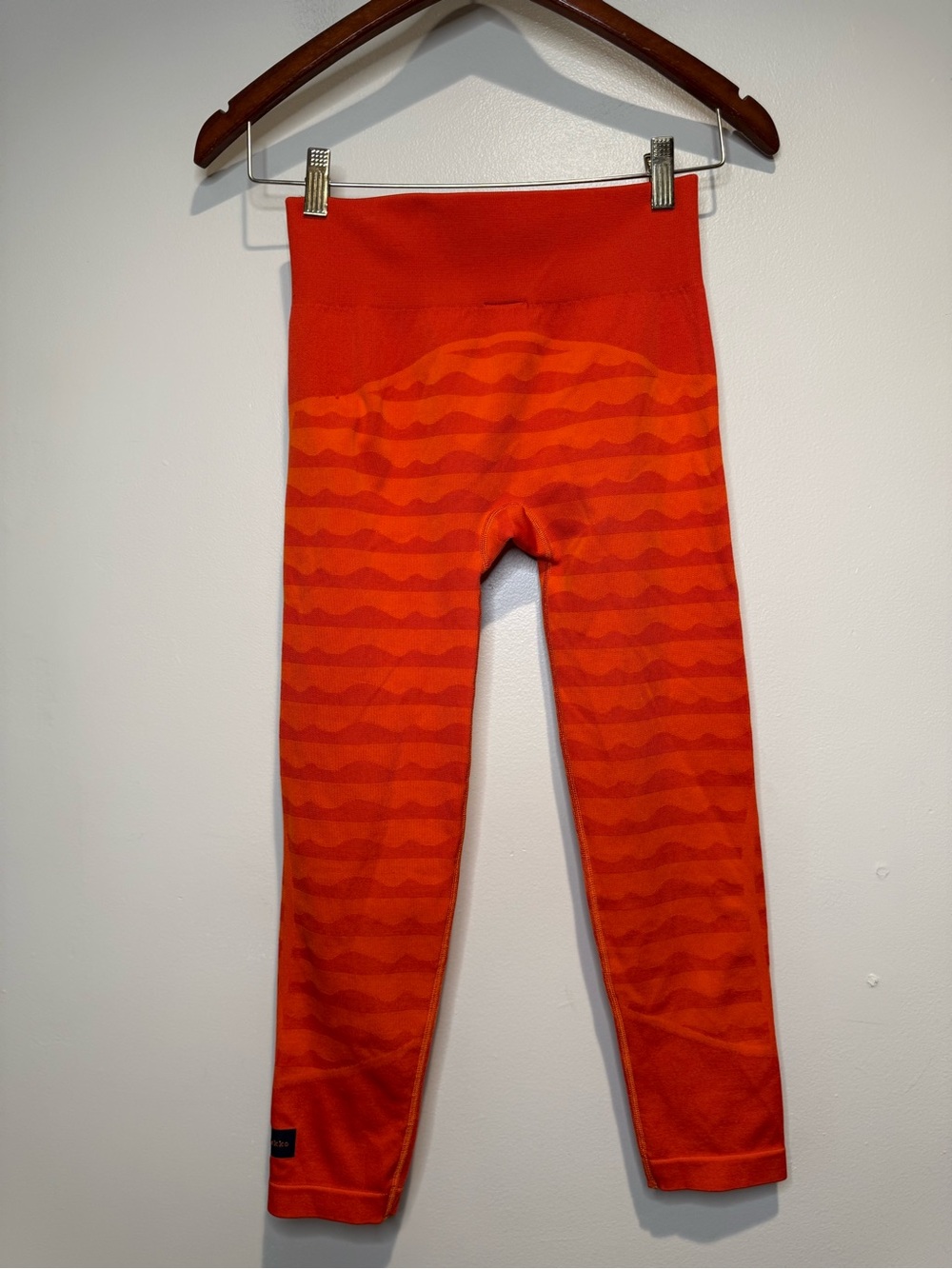 Adidas Leggings X Marimekko Aeroknit 7/8 Seamless Orange Tight Fit High Rise - Picture 6 of 6